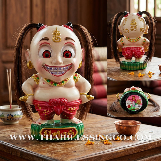 ✨🔥 Sacred "Kuman Mee Tang" (The Wealthy Child) – Hand-Painted Altar Resin Edition: Luang Pu Nen Kaew, Wat Udom Phraison – The Divine Engine for Financial Growth, Irresistible Magnetism, and Unstoppable Life Elevation!