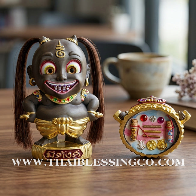 💰 Sacred "Kuman Mee Tang" (The Wealthy Child) – Hand-Painted Bronze Altar Edition: Luang Pu Nen Kaew, Wat Udom Phraison – The Divine Engine for Financial Mastery, Magnetic Charm, and Unstoppable Life Elevation!