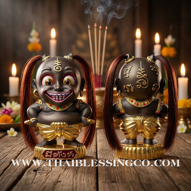 💰 Sacred "Kuman Mee Tang" (The Wealthy Child) – Hand-Painted Bronze Altar Edition: Luang Pu Nen Kaew, Wat Udom Phraison – The Divine Engine for Financial Mastery, Magnetic Charm, and Unstoppable Life Elevation!