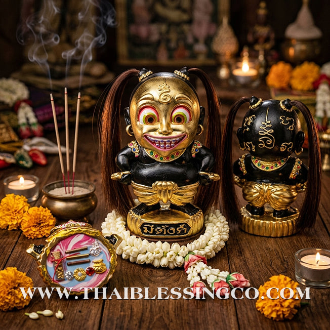 💰 Sacred "Kuman Mee Tang" (The Wealthy Child) – Smoked Bronze Altar Edition with Gold Leaf: Luang Pu Nen Kaew, Wat Udom Phraison – The Divine Engine for Commercial Dominance, Asset Growth, and Unstoppable Life Elevation!