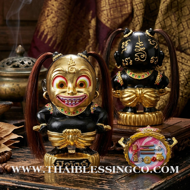 💰 Sacred "Kuman Mee Tang" (The Wealthy Child) – Smoked Bronze Altar Edition with Gold Leaf: Luang Pu Nen Kaew, Wat Udom Phraison – The Divine Engine for Commercial Dominance, Asset Growth, and Unstoppable Life Elevation!