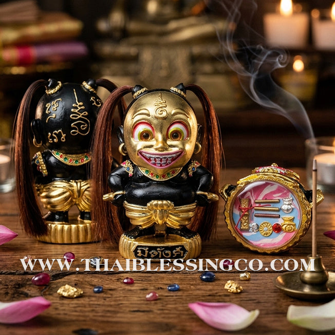 💰 Sacred "Kuman Mee Tang" (The Wealthy Child) – Smoked Bronze Altar Edition with Gold Leaf: Luang Pu Nen Kaew, Wat Udom Phraison – The Divine Engine for Commercial Dominance, Asset Growth, and Unstoppable Life Elevation!