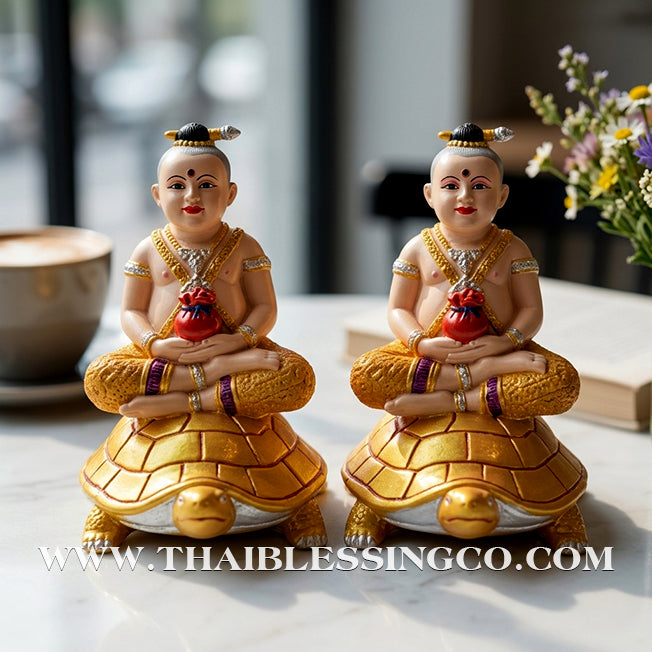 👶🐢 ✨🔥 Sacred "Kuman Nang Tao" (Golden Child Riding the Turtle) – Hand-Painted Metal Edition:The Divine Engine for Steady Wealth, Financial Freedom, and Unstoppable Life Elevation!