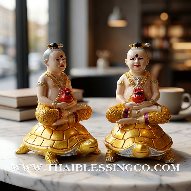👶🐢 ✨🔥 Sacred "Kuman Nang Tao" (Golden Child Riding the Turtle) – Hand-Painted Metal Edition:The Divine Engine for Steady Wealth, Financial Freedom, and Unstoppable Life Elevation!
