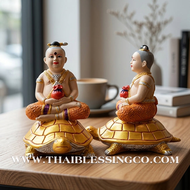 👶🐢 ✨🔥 Sacred "Kuman Nang Tao" (Golden Child Riding the Turtle) – Hand-Painted Metal Edition:The Divine Engine for Steady Wealth, Financial Freedom, and Unstoppable Life Elevation!