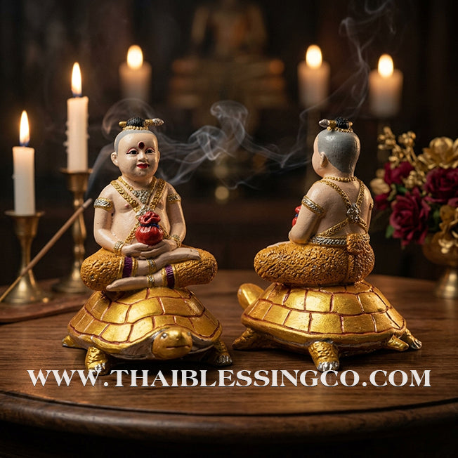 👶🐢 ✨🔥 Sacred "Kuman Nang Tao" (Golden Child Riding the Turtle) – Hand-Painted Metal Edition:The Divine Engine for Steady Wealth, Financial Freedom, and Unstoppable Life Elevation!