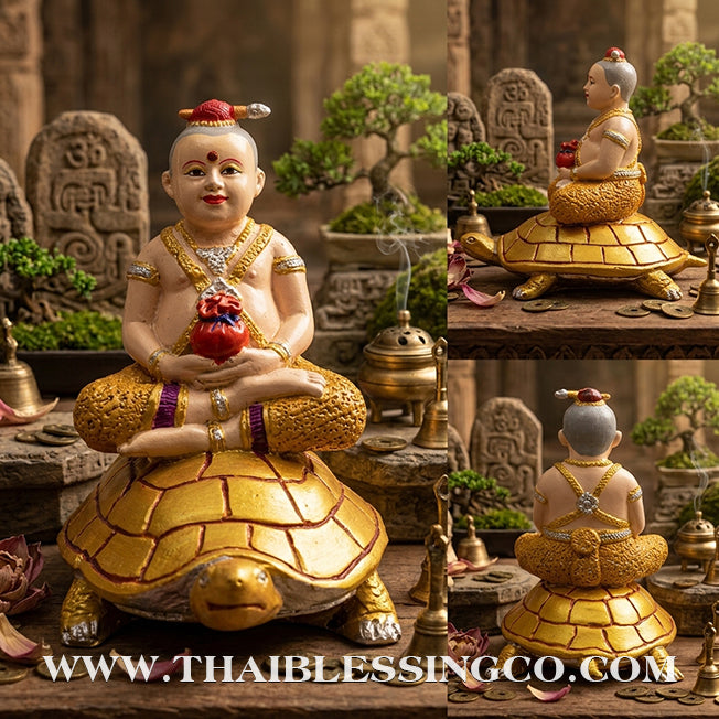 👶🐢 ✨🔥 Sacred "Kuman Nang Tao" (Golden Child Riding the Turtle) – Hand-Painted Metal Edition:The Divine Engine for Steady Wealth, Financial Freedom, and Unstoppable Life Elevation!