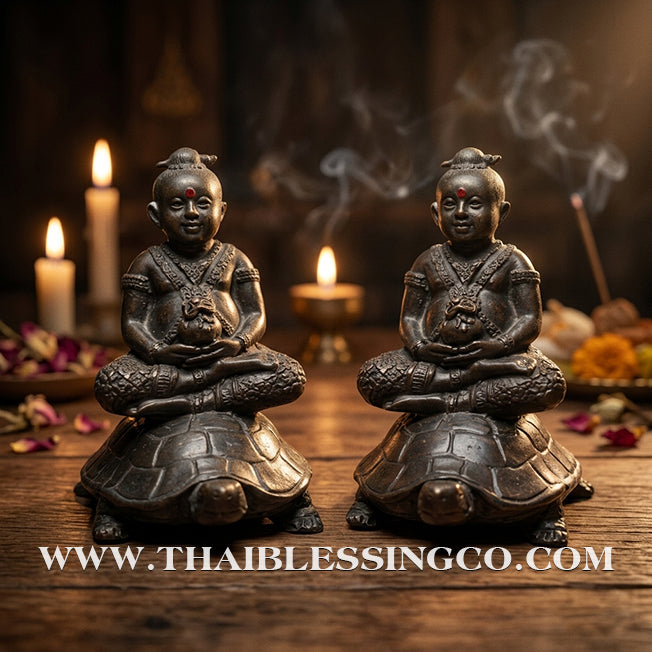 👶🐢 Sacred "Kuman Nang Tao" (Golden Child Riding the Turtle) – Smoked Metal Altar Edition The Divine Engine for Unshakable Financial Stability, Wealth Accumulation, and Absolute Life Elevation!