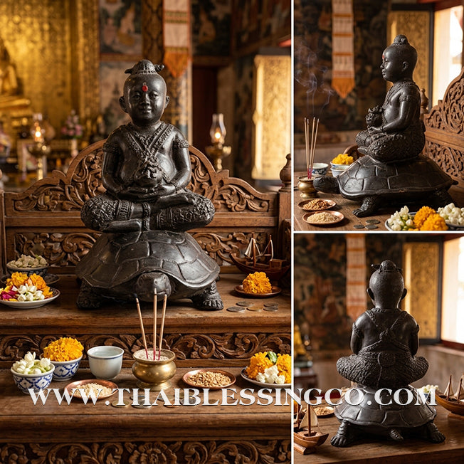 👶🐢 Sacred "Kuman Nang Tao" (Golden Child Riding the Turtle) – Smoked Metal Altar Edition The Divine Engine for Unshakable Financial Stability, Wealth Accumulation, and Absolute Life Elevation!