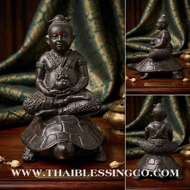 👶🐢 Sacred "Kuman Nang Tao" (Golden Child Riding the Turtle) – Smoked Metal Altar Edition The Divine Engine for Unshakable Financial Stability, Wealth Accumulation, and Absolute Life Elevation!