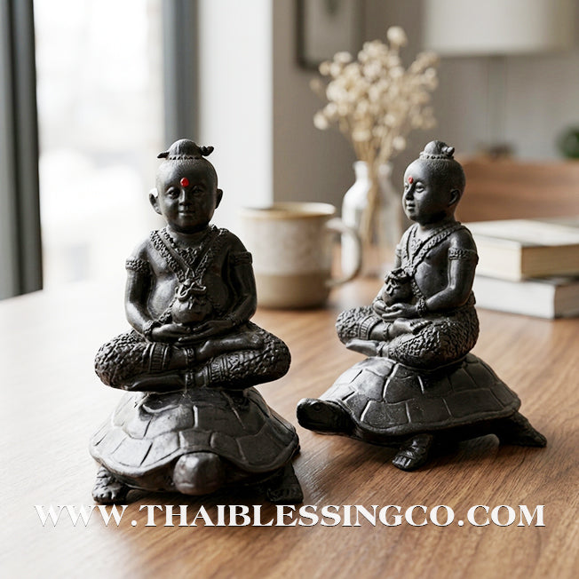 👶🐢 Sacred "Kuman Nang Tao" (Golden Child Riding the Turtle) – Smoked Metal Altar Edition The Divine Engine for Unshakable Financial Stability, Wealth Accumulation, and Absolute Life Elevation!