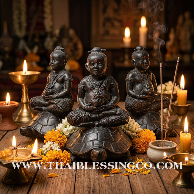 👶🐢 Sacred "Kuman Nang Tao" (Golden Child Riding the Turtle) – Smoked Metal Altar Edition The Divine Engine for Unshakable Financial Stability, Wealth Accumulation, and Absolute Life Elevation!