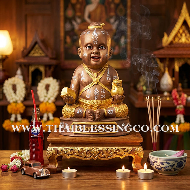 👶 Sacred "Kuman Som Poi" (Spirit Child of Divine Cleansing) – Altar Resin Edition: Som Wang (Fulfillment) Batch – Kruba Nong, Wat Uthai Tharam – The Divine Engine for Rapid Fulfillment, Purified Luck, and Unstoppable Life Elevation!