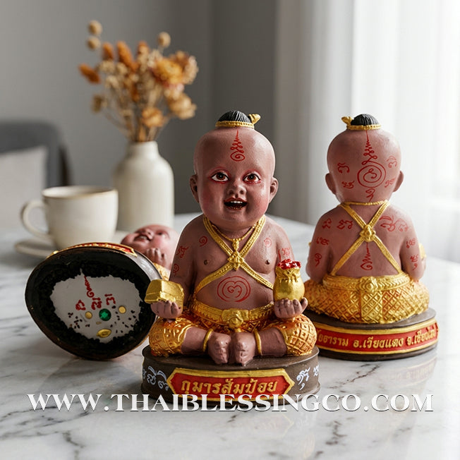 👶 Sacred "Kuman Som Poi" (Spirit Child of Divine Cleansing) – Altar Resin Edition: Som Wang (Fulfillment) Batch – Kruba Nong, Wat Uthai Tharam – The Divine Engine for Rapid Fulfillment, Purified Luck, and Unstoppable Life Elevation!