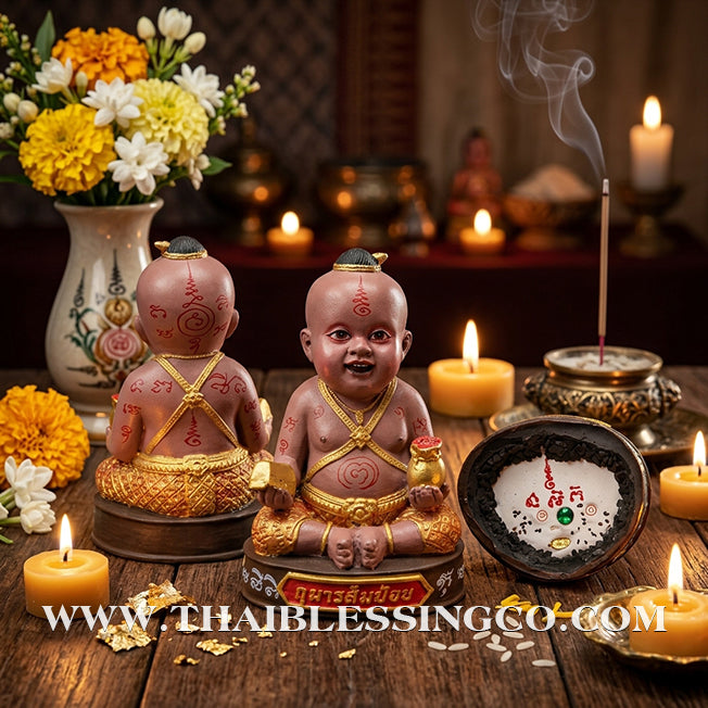 👶 Sacred "Kuman Som Poi" (Spirit Child of Divine Cleansing) – Altar Resin Edition: Som Wang (Fulfillment) Batch – Kruba Nong, Wat Uthai Tharam – The Divine Engine for Rapid Fulfillment, Purified Luck, and Unstoppable Life Elevation!