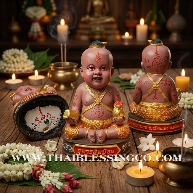 👶 Sacred "Kuman Som Poi" (Spirit Child of Divine Cleansing) – Altar Resin Edition: Som Wang (Fulfillment) Batch – Kruba Nong, Wat Uthai Tharam – The Divine Engine for Rapid Fulfillment, Purified Luck, and Unstoppable Life Elevation!