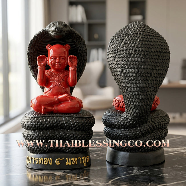 🔥 Sacred "Kuman Thong 4 Maha Phut" (The Four Elemental Spirits) – Obsidian Black Altar Edition: Luang Phor Khlaew, Wat Ruang Wet Mongkhon (2025) – The Ultimate Engine for Absolute Wealth, Sovereign Command, and Unstoppable Life Elevation!