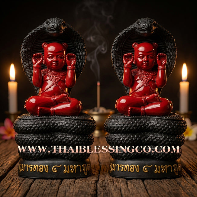 🔥 Sacred "Kuman Thong 4 Maha Phut" (The Four Elemental Spirits) – Obsidian Black Altar Edition: Luang Phor Khlaew, Wat Ruang Wet Mongkhon (2025) – The Ultimate Engine for Absolute Wealth, Sovereign Command, and Unstoppable Life Elevation!