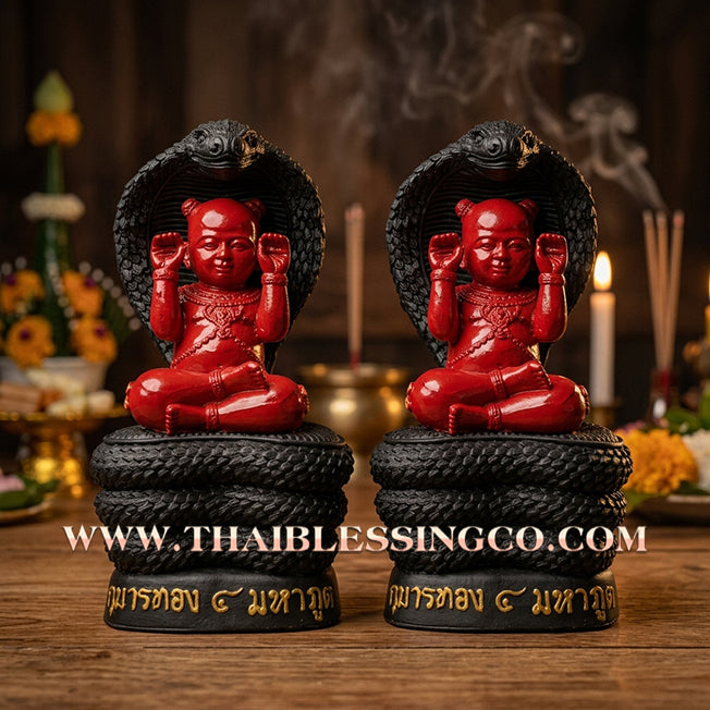 🔥 Sacred "Kuman Thong 4 Maha Phut" (The Four Elemental Spirits) – Obsidian Black Altar Edition: Luang Phor Khlaew, Wat Ruang Wet Mongkhon (2025) – The Ultimate Engine for Absolute Wealth, Sovereign Command, and Unstoppable Life Elevation!