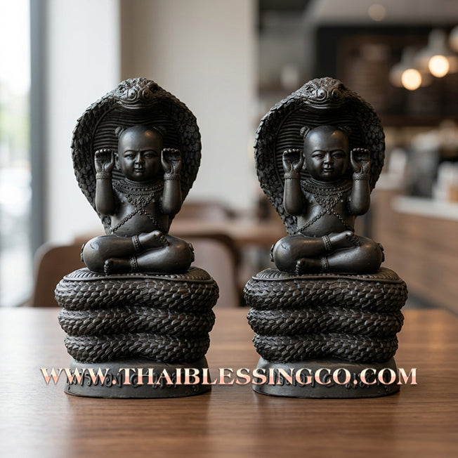 🔥 Sacred "Kuman Thong 4 Maha Phut" (The Four Elemental Spirits) – Obsidian Black Altar Edition: Luang Phor Khlaew, Wat Ruang Wet Mongkhon (2025) – The Ultimate Engine for Absolute Wealth, Sovereign Command, and Unstoppable Life Elevation!