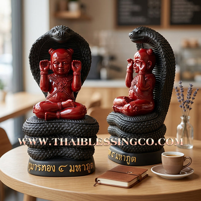 🔥 Sacred "Kuman Thong 4 Maha Phut" (The Four Elemental Spirits) – Obsidian Black Altar Edition: Luang Phor Khlaew, Wat Ruang Wet Mongkhon (2025) – The Ultimate Engine for Absolute Wealth, Sovereign Command, and Unstoppable Life Elevation!
