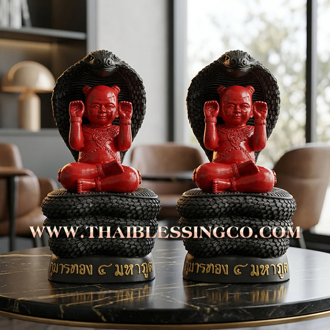 🔥 Sacred "Kuman Thong 4 Maha Phut" (The Four Elemental Spirits) – Obsidian Black Altar Edition: Luang Phor Khlaew, Wat Ruang Wet Mongkhon (2025) – The Ultimate Engine for Absolute Wealth, Sovereign Command, and Unstoppable Life Elevation!