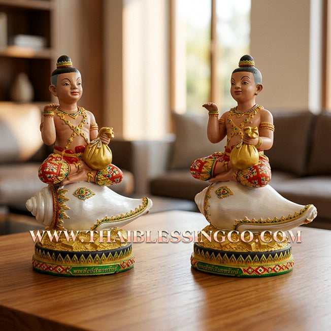 🔥 Sacred "Kuman Thong Nang Sankh" (Child Deity on the Auspicious Conch) – Altar Statue: Luang Phor Sankh Thong, Wat Sri Sa-Nga (2015) – The Grand Engine for Infinite Prosperity, Sovereign Influence, and Commercial Victory!