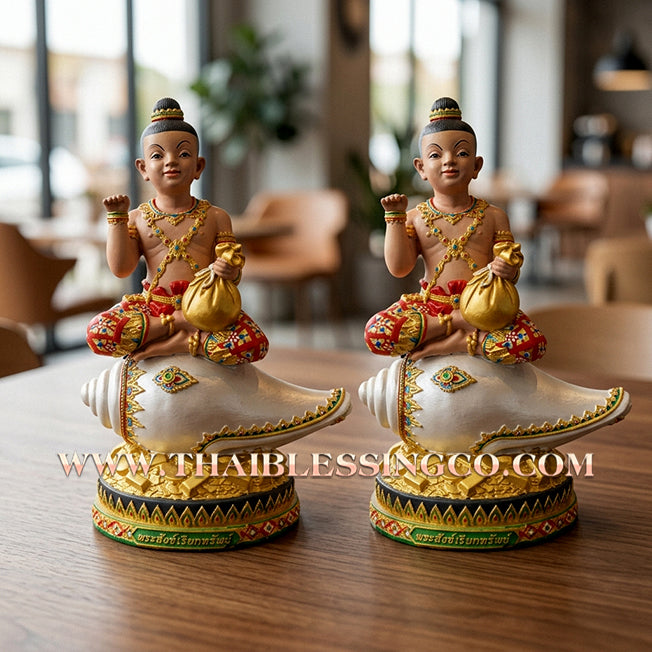 🔥 Sacred "Kuman Thong Nang Sankh" (Child Deity on the Auspicious Conch) – Altar Statue: Luang Phor Sankh Thong, Wat Sri Sa-Nga (2015) – The Grand Engine for Infinite Prosperity, Sovereign Influence, and Commercial Victory!