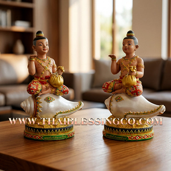 🔥 Sacred "Kuman Thong Nang Sankh" (Child Deity on the Auspicious Conch) – Altar Statue: Luang Phor Sankh Thong, Wat Sri Sa-Nga (2015) – The Grand Engine for Infinite Prosperity, Sovereign Influence, and Commercial Victory!