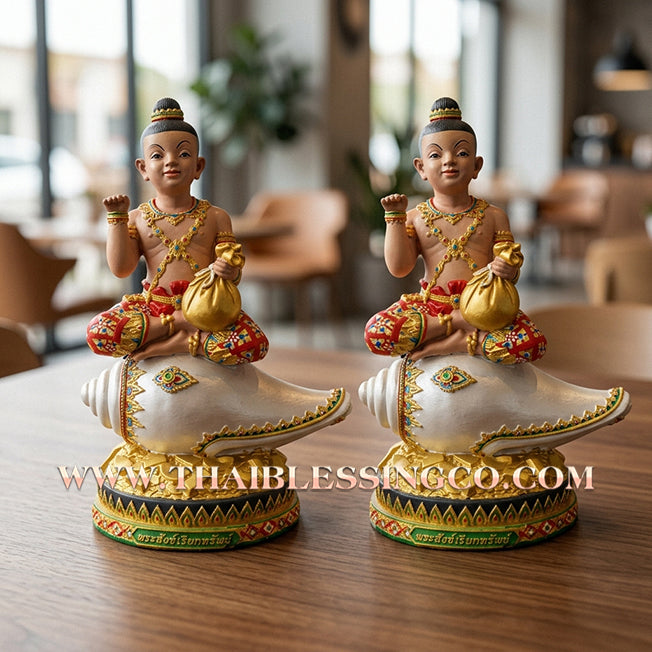 🔥 Sacred "Kuman Thong Nang Sankh" (Child Deity on the Auspicious Conch) – Altar Statue: Luang Phor Sankh Thong, Wat Sri Sa-Nga (2015) – The Grand Engine for Infinite Prosperity, Sovereign Influence, and Commercial Victory!