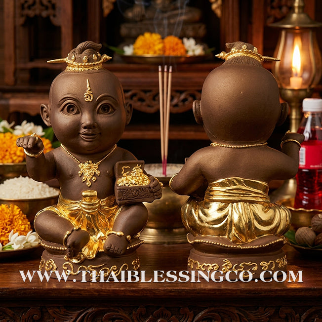 ✨🔥 Sacred "Kuman Thong Nong Ma Ruay" (The Wealth-Coming Child) – Gold-Leaf Bronze Masterpiece: Ajarn Plien Hatyanon (2024) – The Divine Engine for Explosive Riches, Commercial Dominance, and Absolute Life Elevation!