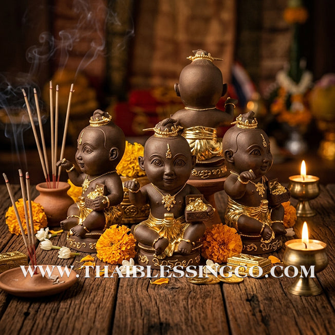 ✨🔥 Sacred "Kuman Thong Nong Ma Ruay" (The Wealth-Coming Child) – Gold-Leaf Bronze Masterpiece: Ajarn Plien Hatyanon (2024) – The Divine Engine for Explosive Riches, Commercial Dominance, and Absolute Life Elevation!