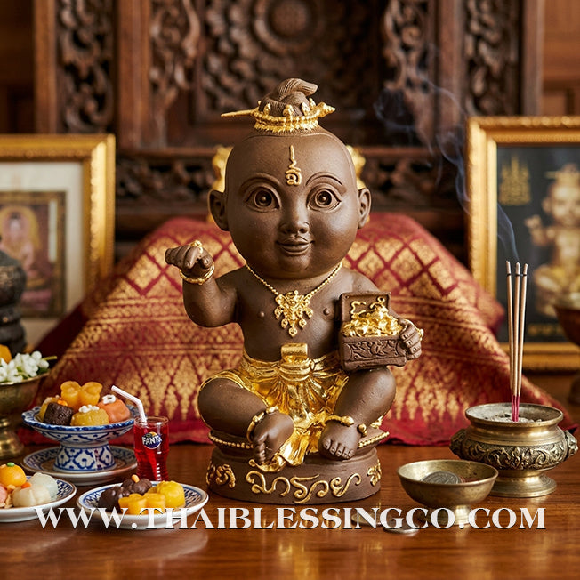 ✨🔥 Sacred "Kuman Thong Nong Ma Ruay" (The Wealth-Coming Child) – Gold-Leaf Bronze Masterpiece: Ajarn Plien Hatyanon (2024) – The Divine Engine for Explosive Riches, Commercial Dominance, and Absolute Life Elevation!