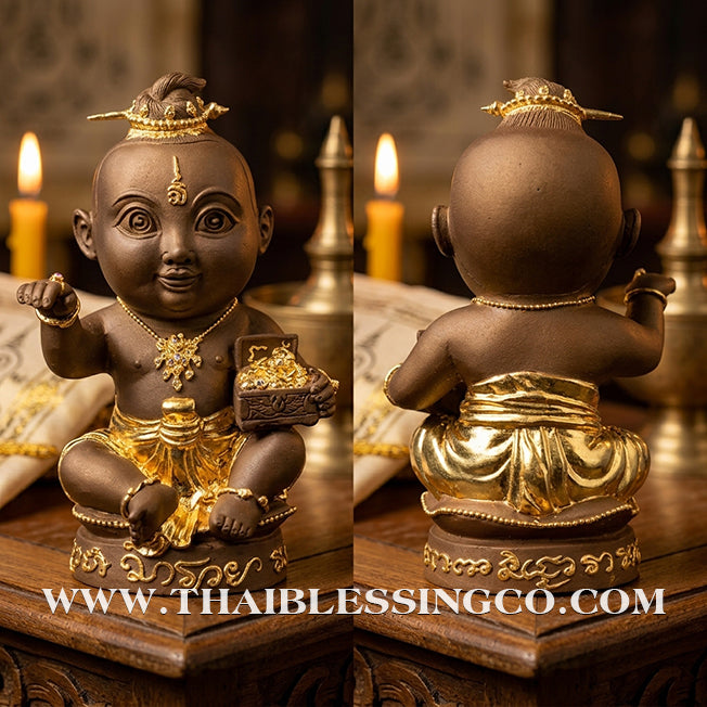 ✨🔥 Sacred "Kuman Thong Nong Ma Ruay" (The Wealth-Coming Child) – Gold-Leaf Bronze Masterpiece: Ajarn Plien Hatyanon (2024) – The Divine Engine for Explosive Riches, Commercial Dominance, and Absolute Life Elevation!