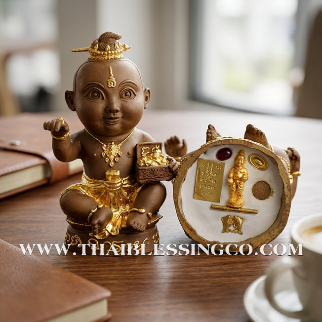 ✨🔥 Sacred "Kuman Thong Nong Ma Ruay" (The Wealth-Coming Child) – Gold-Leaf Bronze Masterpiece: Ajarn Plien Hatyanon (2024) – The Divine Engine for Explosive Riches, Commercial Dominance, and Absolute Life Elevation!