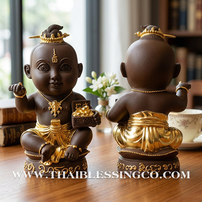 ✨🔥 Sacred "Kuman Thong Nong Ma Ruay" (The Wealth-Coming Child) – Gold-Leaf Bronze Masterpiece: Ajarn Plien Hatyanon (2024) – The Divine Engine for Explosive Riches, Commercial Dominance, and Absolute Life Elevation!