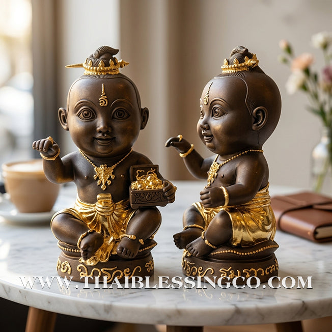 ✨🔥 Sacred "Kuman Thong Nong Ma Ruay" (The Wealth-Coming Child) – Gold-Leaf Bronze Masterpiece: Ajarn Plien Hatyanon (2024) – The Divine Engine for Explosive Riches, Commercial Dominance, and Absolute Life Elevation!