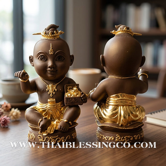 ✨🔥 Sacred "Kuman Thong Nong Ma Ruay" (The Wealth-Coming Child) – Gold-Leaf Bronze Masterpiece: Ajarn Plien Hatyanon (2024) – The Divine Engine for Explosive Riches, Commercial Dominance, and Absolute Life Elevation!