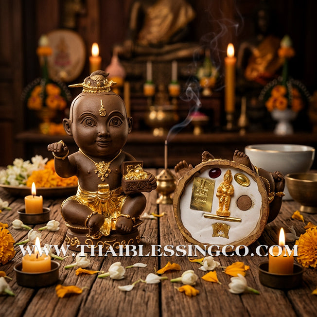 ✨🔥 Sacred "Kuman Thong Nong Ma Ruay" (The Wealth-Coming Child) – Gold-Leaf Bronze Masterpiece: Ajarn Plien Hatyanon (2024) – The Divine Engine for Explosive Riches, Commercial Dominance, and Absolute Life Elevation!