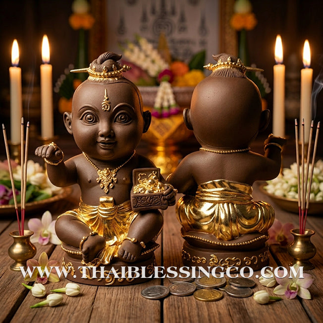 ✨🔥 Sacred "Kuman Thong Nong Ma Ruay" (The Wealth-Coming Child) – Gold-Leaf Bronze Masterpiece: Ajarn Plien Hatyanon (2024) – The Divine Engine for Explosive Riches, Commercial Dominance, and Absolute Life Elevation!