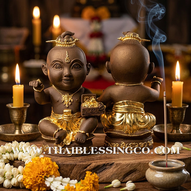 ✨🔥 Sacred "Kuman Thong Nong Ma Ruay" (The Wealth-Coming Child) – Gold-Leaf Bronze Masterpiece: Ajarn Plien Hatyanon (2024) – The Divine Engine for Explosive Riches, Commercial Dominance, and Absolute Life Elevation!