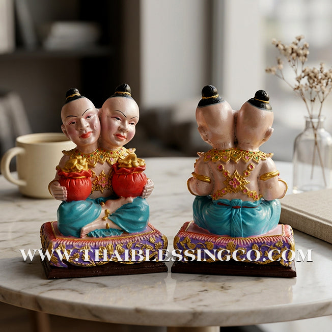 ✨🔥 Sacred "Kuman Thong Song Hua" (Dual-Headed Golden Child) – Hand-Painted Mineral Ore Masterpiece: Luang Pho Samnao, Wat Pho Sangkho – The Divine Engine for Double Financial Capture, Strategic Dominance, and Unstoppable Life Elevation!