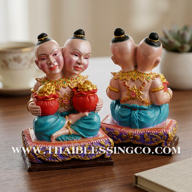 ✨🔥 Sacred "Kuman Thong Song Hua" (Dual-Headed Golden Child) – Hand-Painted Mineral Ore Masterpiece: Luang Pho Samnao, Wat Pho Sangkho – The Divine Engine for Double Financial Capture, Strategic Dominance, and Unstoppable Life Elevation!