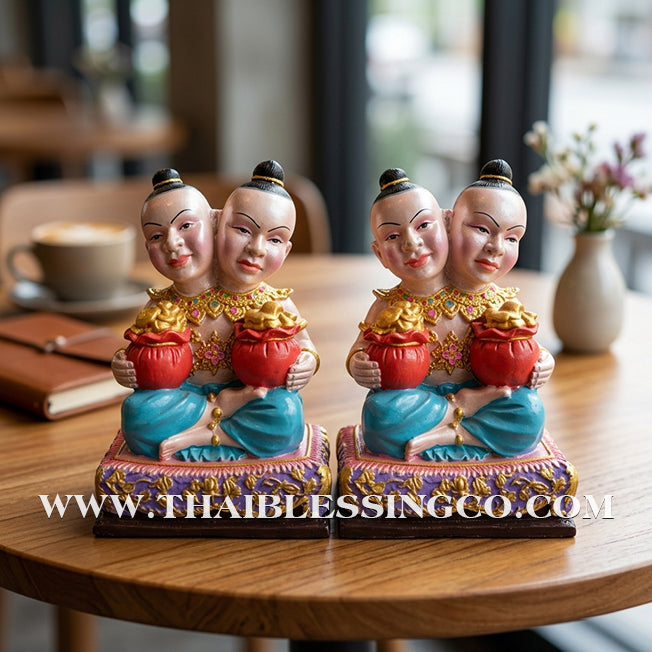 ✨🔥 Sacred "Kuman Thong Song Hua" (Dual-Headed Golden Child) – Hand-Painted Mineral Ore Masterpiece: Luang Pho Samnao, Wat Pho Sangkho – The Divine Engine for Double Financial Capture, Strategic Dominance, and Unstoppable Life Elevation!