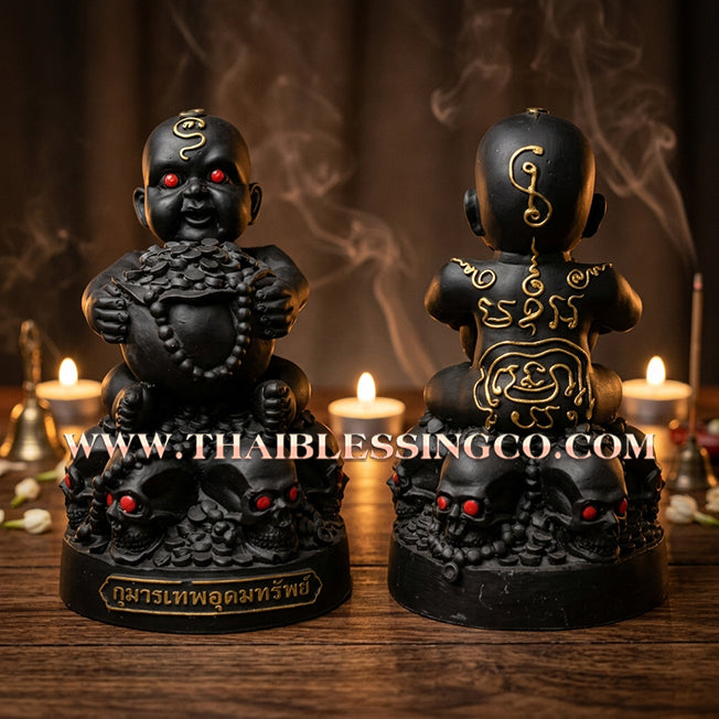 🔥 Sacred "Kuman Thong Thep Udom Sap" (The Celestial Child of Abundant Wealth) – Midnight Onyx Edition: Phra Arjan Phong, Wat Sai (2017) – The High-Performance Engine for Sovereign Fortune, Market Dominance, and Unstoppable Prosperity!