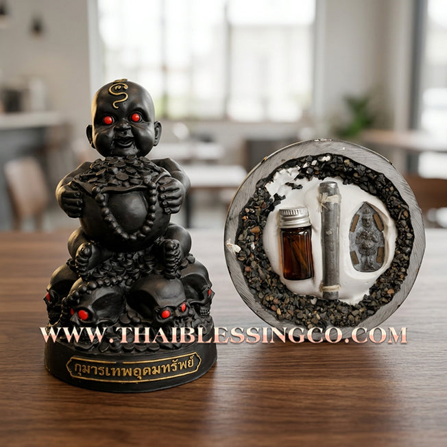 🔥 Sacred "Kuman Thong Thep Udom Sap" (The Celestial Child of Abundant Wealth) – Midnight Onyx Edition: Phra Arjan Phong, Wat Sai (2017) – The High-Performance Engine for Sovereign Fortune, Market Dominance, and Unstoppable Prosperity!