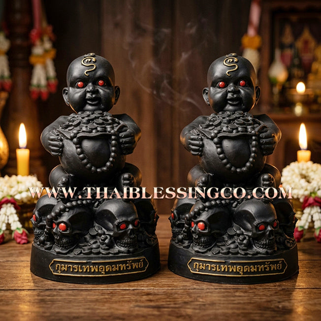 🔥 Sacred "Kuman Thong Thep Udom Sap" (The Celestial Child of Abundant Wealth) – Midnight Onyx Edition: Phra Arjan Phong, Wat Sai (2017) – The High-Performance Engine for Sovereign Fortune, Market Dominance, and Unstoppable Prosperity!