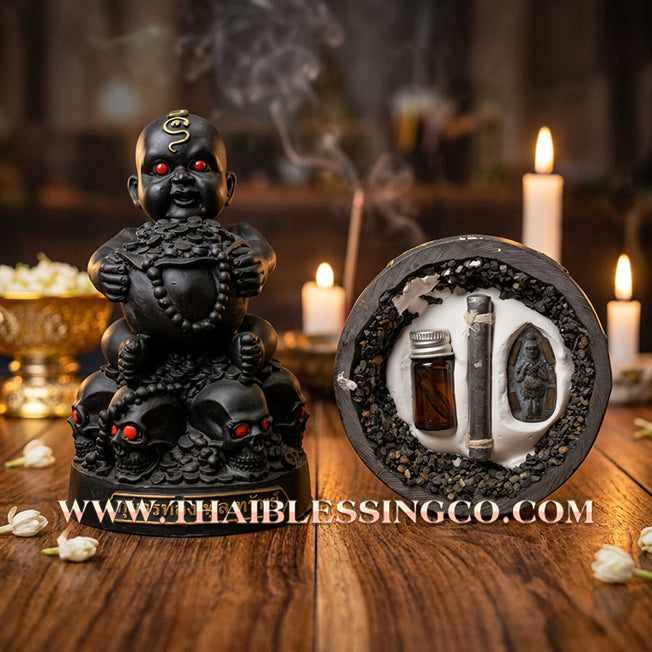 🔥 Sacred "Kuman Thong Thep Udom Sap" (The Celestial Child of Abundant Wealth) – Midnight Onyx Edition: Phra Arjan Phong, Wat Sai (2017) – The High-Performance Engine for Sovereign Fortune, Market Dominance, and Unstoppable Prosperity!