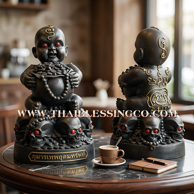 🔥 Sacred "Kuman Thong Thep Udom Sap" (The Celestial Child of Abundant Wealth) – Midnight Onyx Edition: Phra Arjan Phong, Wat Sai (2017) – The High-Performance Engine for Sovereign Fortune, Market Dominance, and Unstoppable Prosperity!