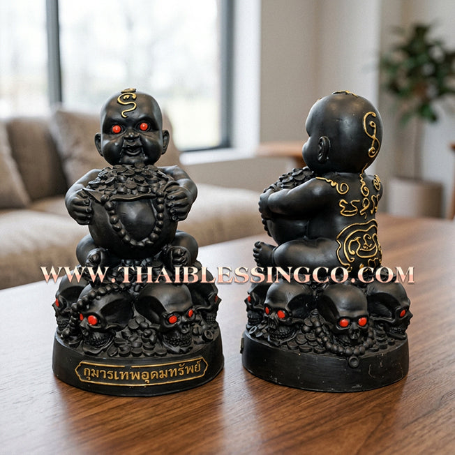 🔥 Sacred "Kuman Thong Thep Udom Sap" (The Celestial Child of Abundant Wealth) – Midnight Onyx Edition: Phra Arjan Phong, Wat Sai (2017) – The High-Performance Engine for Sovereign Fortune, Market Dominance, and Unstoppable Prosperity!